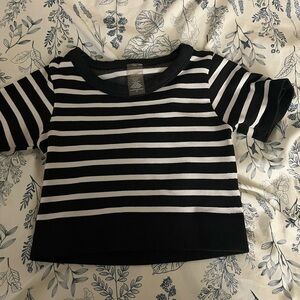 Black and White Striped Kids Shirt